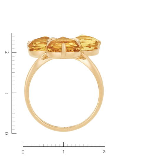 Кольцо из красного золота 585 пробы c 3 цитринами, Л60020860 за 31150