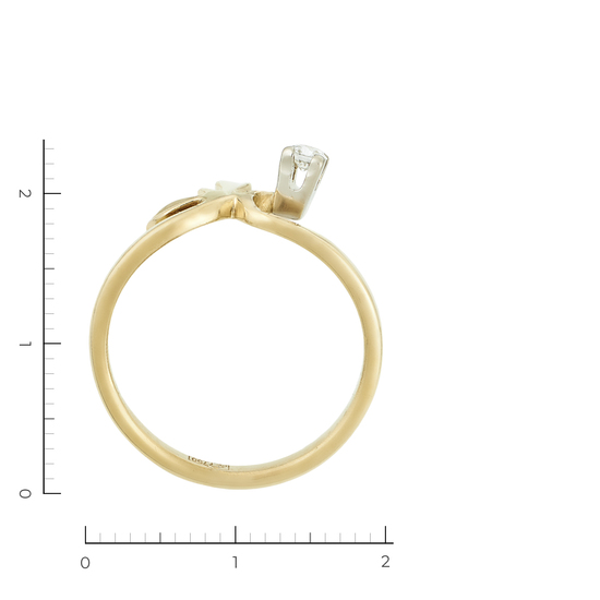 Кольцо из комбинированного золота 750 пробы c 1 бриллиантом, Л24122069 за 25500