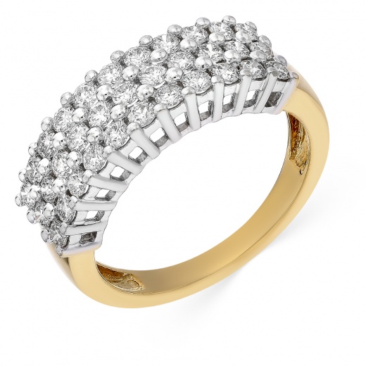 Кольцо из комбинированного золота 750 пробы c 33 бриллиантами, Л26068302 за 104 400 ₽