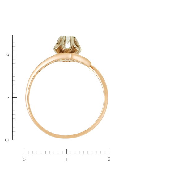 Кольцо из комбинированного золота 585 пробы c 19 бриллиантами, Л28091220 за 36720