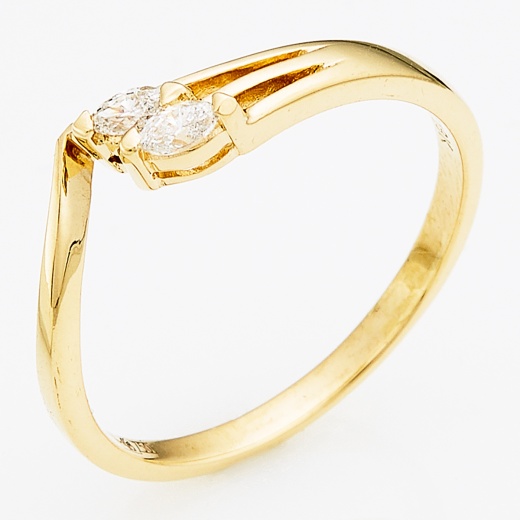 Кольцо из желтого золота 750 пробы c 2 бриллиантами Л18094859 фото 1