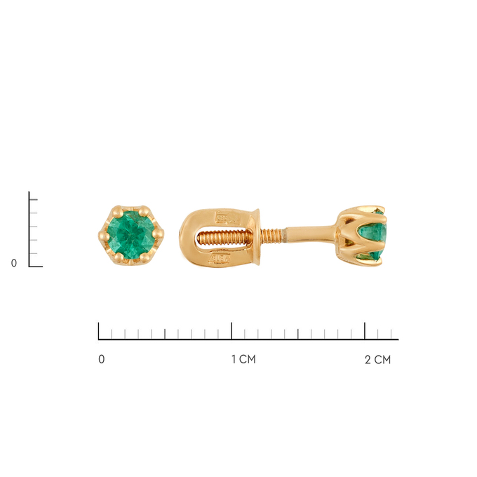 Серьги из золота 585 пробы с изумрудами, Л 6602 2506 за 19000