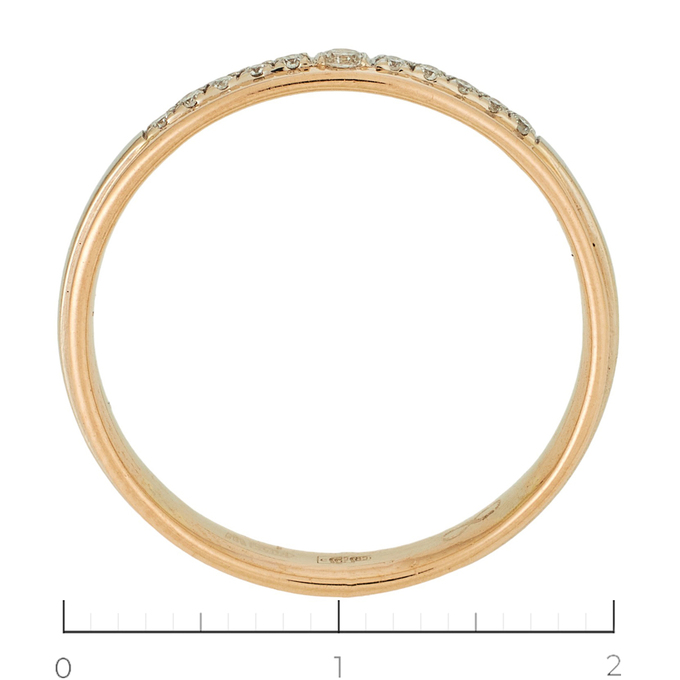 Кольцо из комбинированного золота 585 пробы c 11 бриллиантами, Л 4507 2486 за 17850