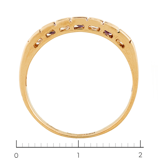 Кольцо из красного золота 585 пробы c камнями синтетическими и фианитами, Л29096373 за 7800