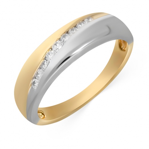 Кольцо из комбинированного золота 585 пробы c 9 бриллиантами Л30067967 фото 1