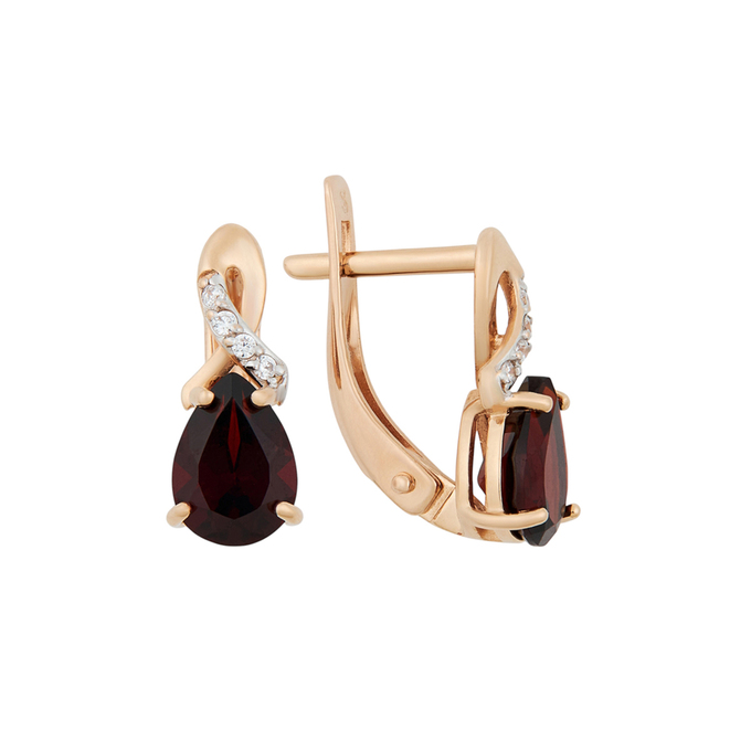 Серьги из золота 585 пробы c гранатами и фианитами, К 0000 3472 за 24600