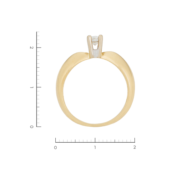 Кольцо из комбинированного золота 585 пробы c 1 бриллиантом, Л12075575 за 32940