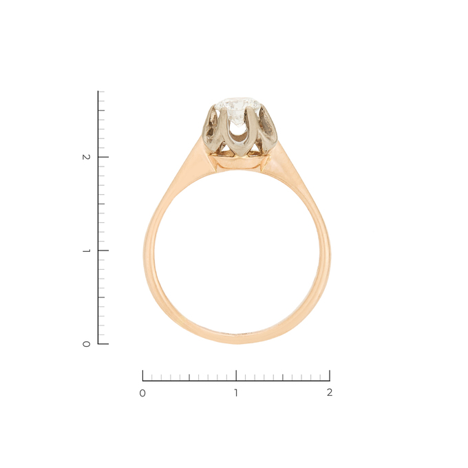 Кольцо из комбинированного золота 585 пробы c 1 бриллиантом, Л 2809 7169 за 119000