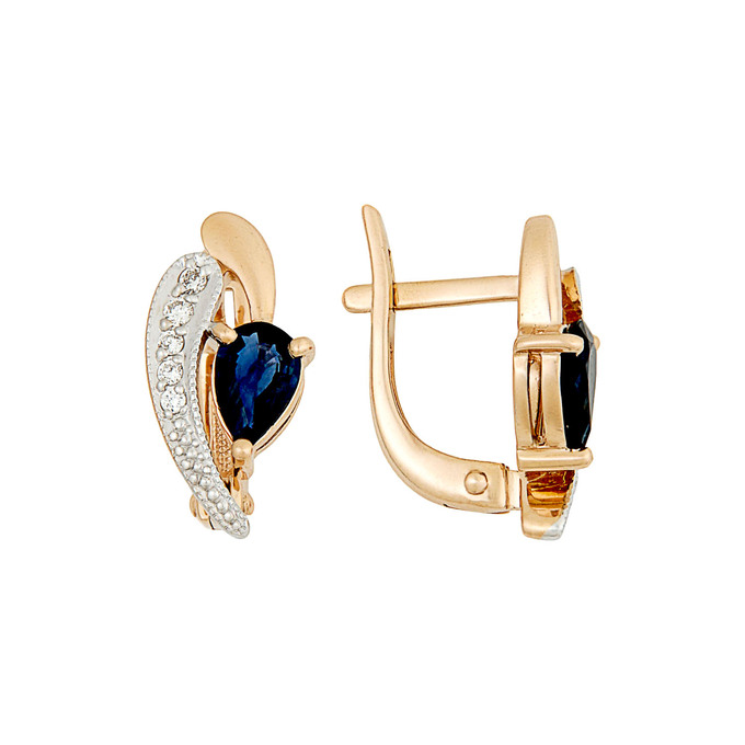Серьги из золота 585 пробы с сапфирами и бриллиантами, Л 4806 8962 за 50400