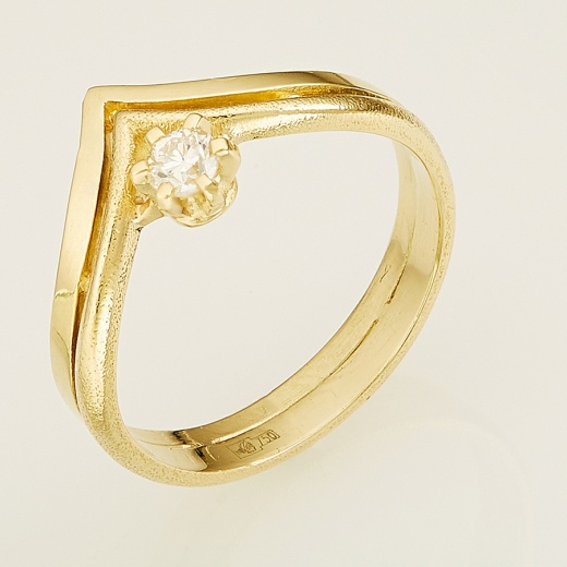 Кольцо из желтого золота 750 пробы c 1 бриллиантом 125205 фото 1