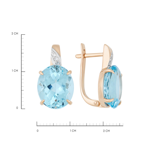 Серьги из золота 585 пробы c топазами и бриллиантами, К 0000 2702 за 64500