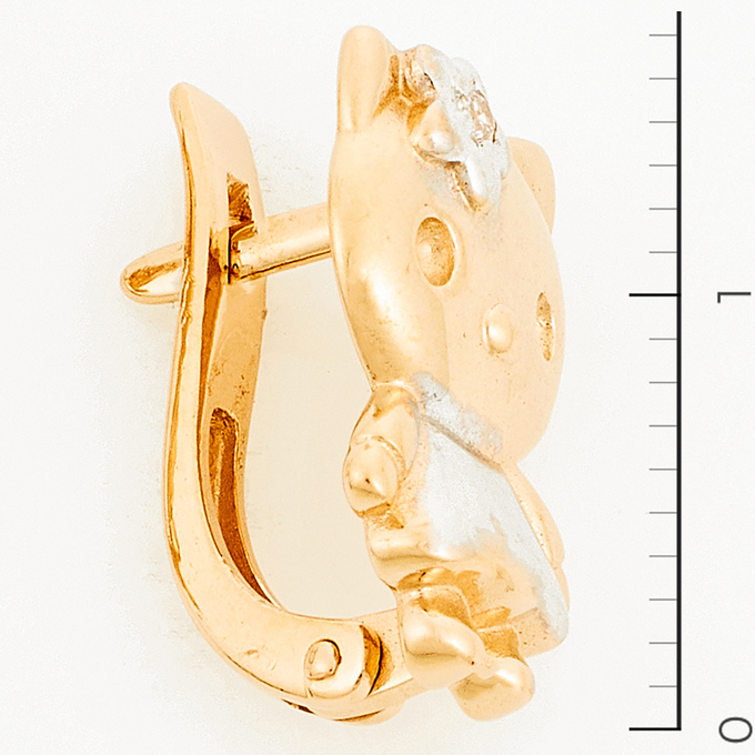 Серьги из комбинированного золота 585 пробы c фианитами