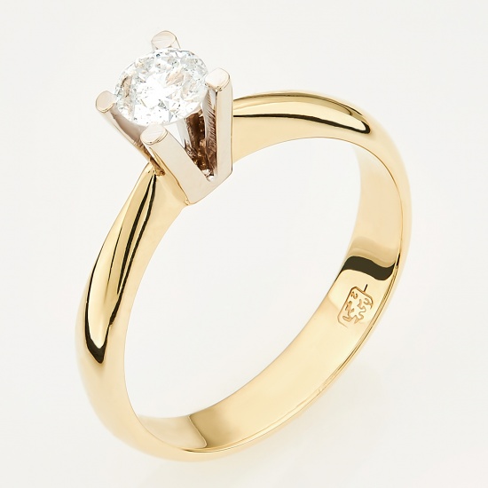Кольцо из комбинированного золота 585 пробы c 1 бриллиантом, Л23140135 за 61000