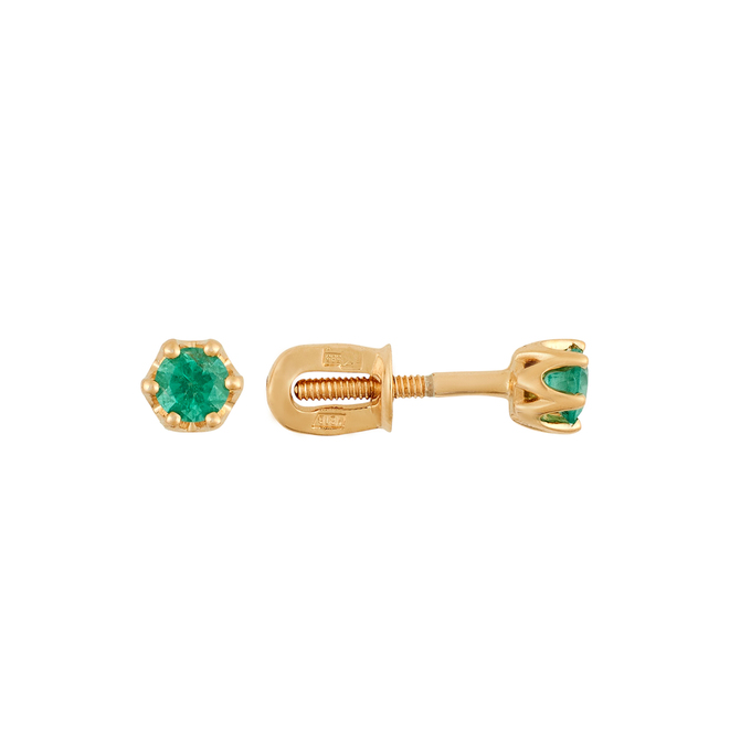 Серьги из золота 585 пробы с изумрудами, Л 6602 2506 за 19000