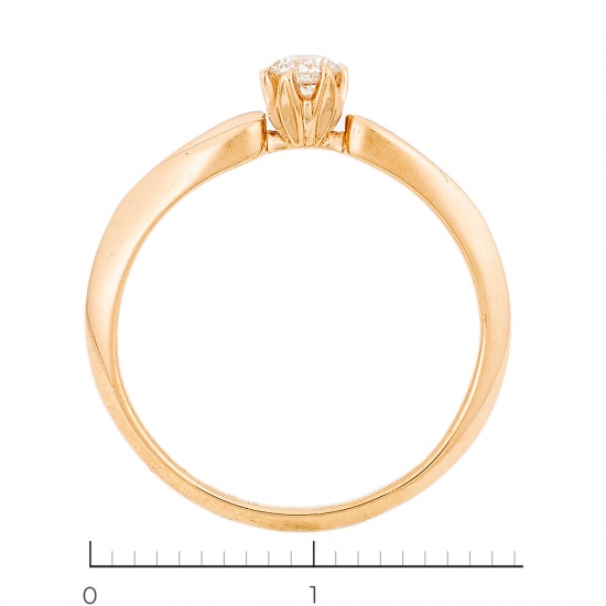 Кольцо из красного золота 585 пробы c 1 бриллиантом, Л62014207 за 12750