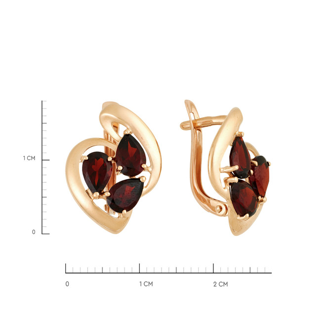 Серьги из золота 585 пробы с гранатами