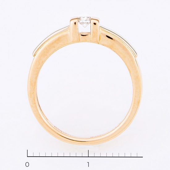 Кольцо из комбинированного золота 585 пробы c 1 бриллиантом, Л33063940 за 20340