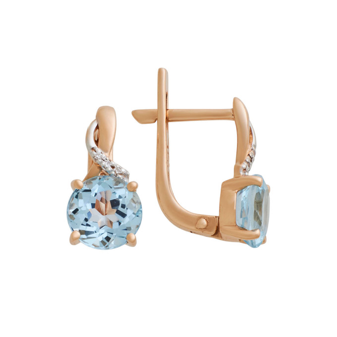 Серьги из золота 585 пробы с топазами и бриллиантами, Л 2413 9991 за 23200