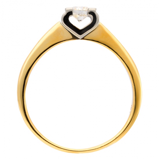 Кольцо из комбинированного золота 585 пробы c 1 бриллиантом