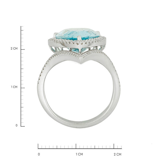 Кольцо из золота 750 пробы c аквамарином и бриллиантами, Л 2509 1021 за 280000