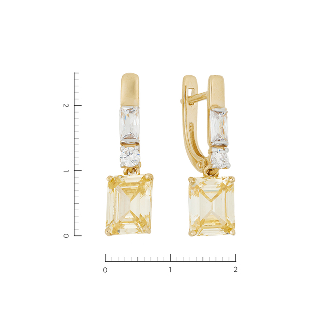 Серьги из золота 585 пробы c 2 камнями синтетическими и 4 фианитами, Л 4106 7878 за 37280