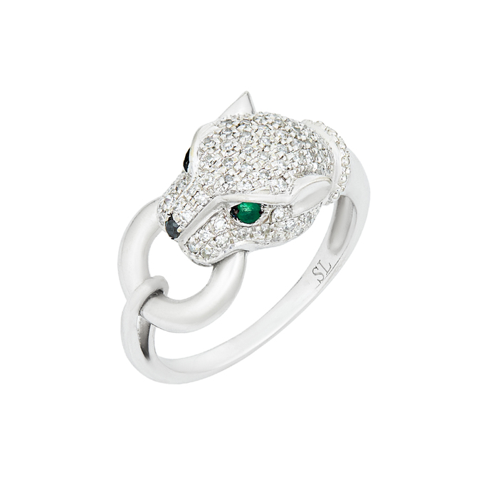 Кольцо из золота 585 пробы c бриллиантами и изумрудами, Л 0911 1772 за 44400