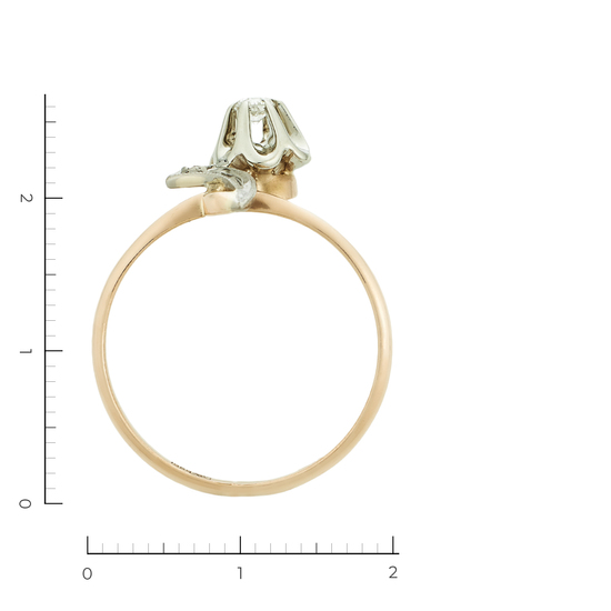 Кольцо из комбинированного золота 585 пробы c 2 бриллиантами, Л57031155 за 20100