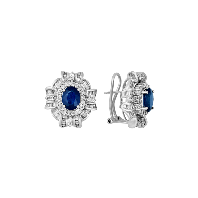 Серьги из золота 585 пробы c сапфирами и бриллиантами