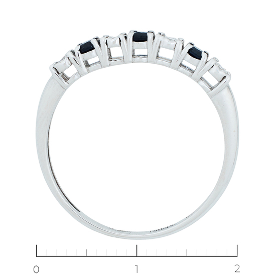 Кольцо из белого золота 585 пробы c 4 бриллиантами и 3 сапфирами, Л45074029 за 14000