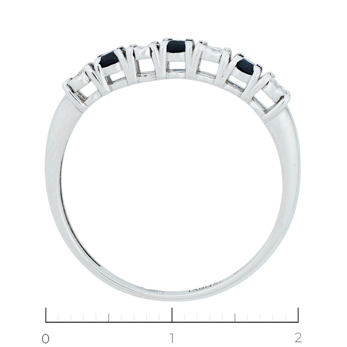 Кольцо из белого золота 585 пробы c 4 бриллиантами и 3 сапфирами, Л 4507 4029 за 14000