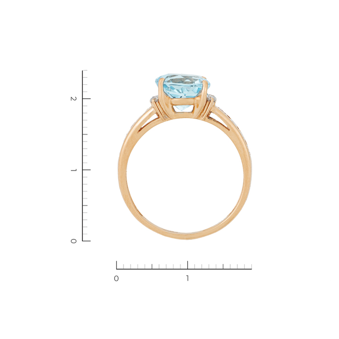 Кольцо из золота 585 пробы c 1 топазом и 14 фианитами