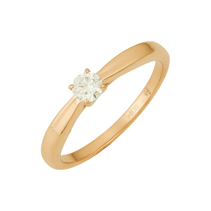 Кольцо из золота 585 пробы c бриллиантом, Л 0911 4528 за 34800