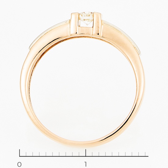 Кольцо из комбинированного золота 585 пробы c 1 бриллиантом, Л54046037 за 13140