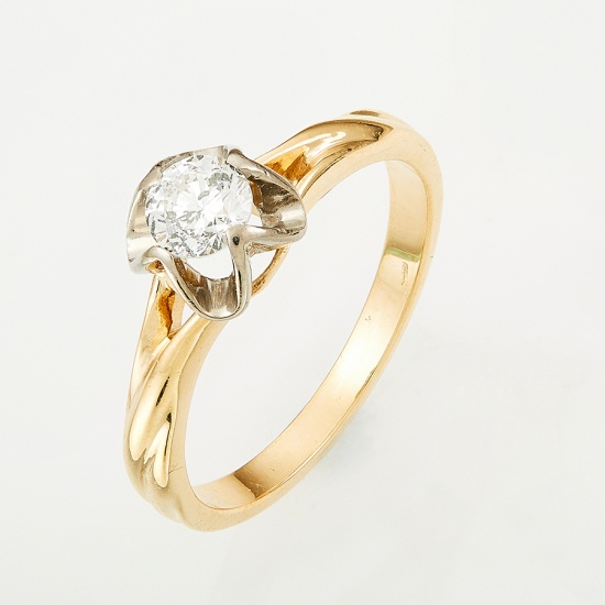 Кольцо из комбинированного золота 750 пробы c 1 бриллиантом, Л08073385 за 37470