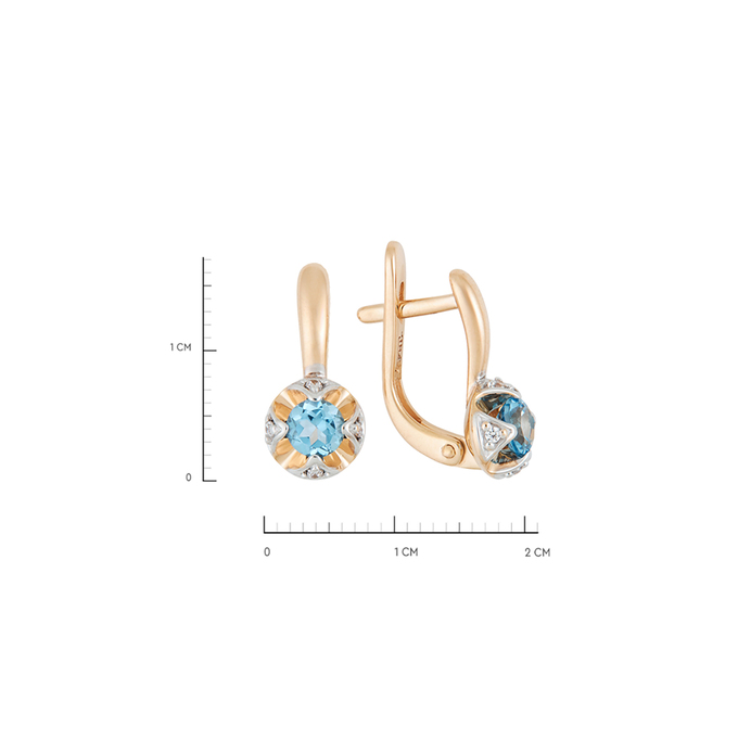 Серьги из золота 585 пробы c 2 топазами и 8 фианитами, Л 1911 5763 за 29120