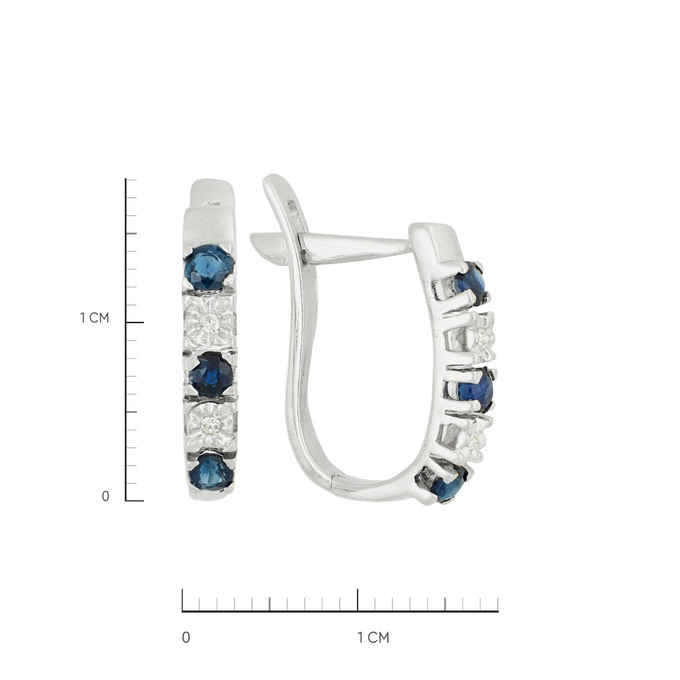 Серьги из золота 585 пробы с сапфирами и бриллиантами, Л 2912 4802 за 26300