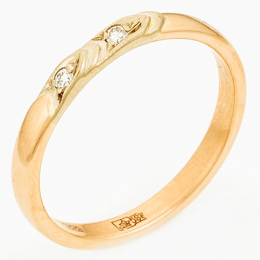 Кольцо из комбинированного золота 585 пробы c 2 бриллиантами Л36059106 фото 1