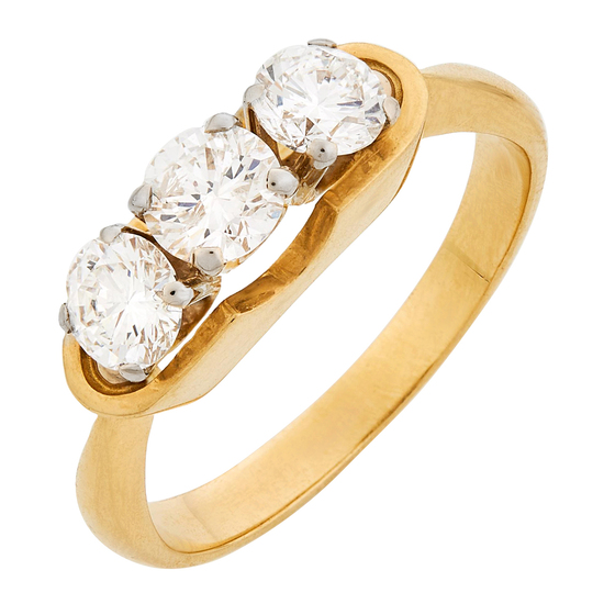Кольцо из желтого золота 750 пробы c 3 бриллиантами, Л28078825 за 170000