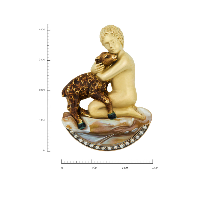 Подвеска из золота 585 пробы c бриллиантами, эмалью и перламутром, Л 2415 2872 за 280000