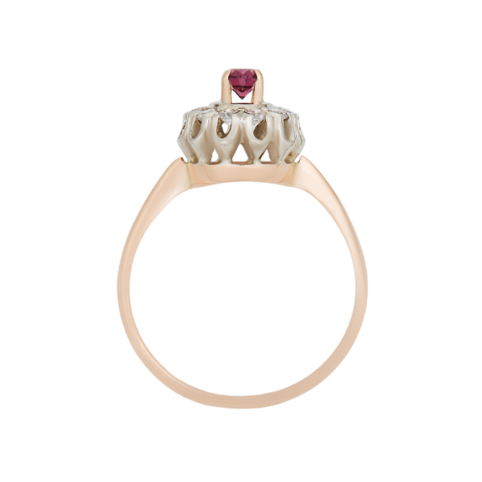 Кольцо из золота 585 пробы c родолитом и фианитами, Л 2811 5646 за 34000