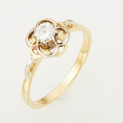 Кольцо из комбинированного золота 750 пробы c 1 бриллиантом Л19044872 фото 1