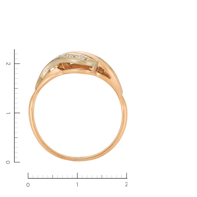 Кольцо из комбинированного золота 585 пробы c 6 бриллиантами