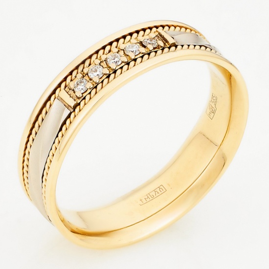 Кольцо из комбинированного золота 585 пробы c 5 бриллиантами, Л48066579 за 16750