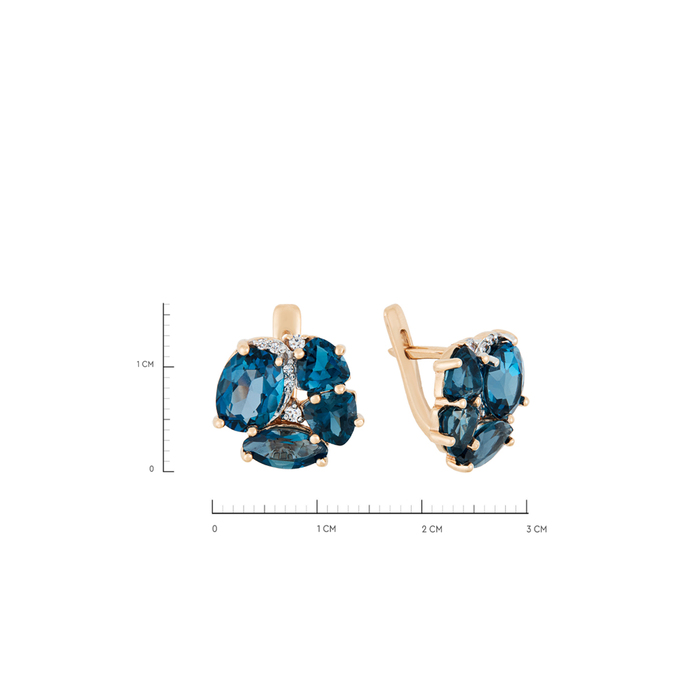Серьги из золота 585 пробы c топазами Лондон и фианитами, Л 3309 3196 за 47840
