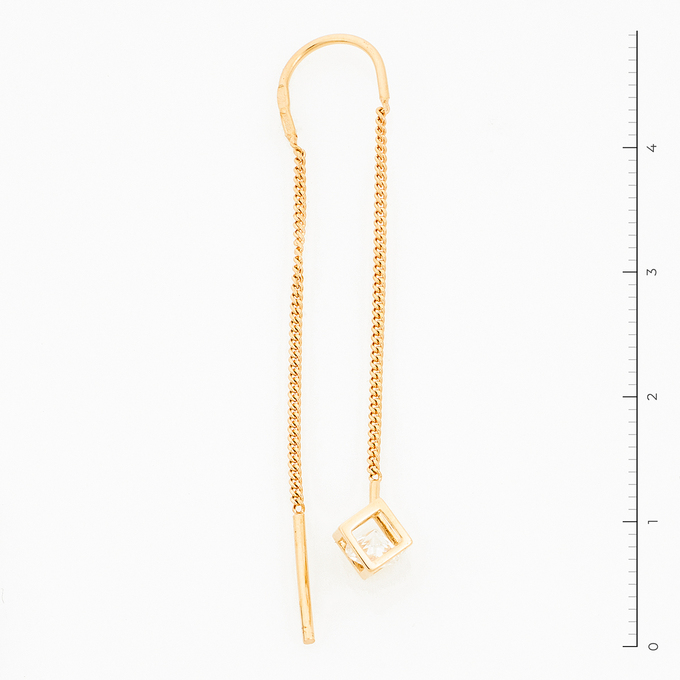 Серьги из красного золота 585 пробы c фианитами