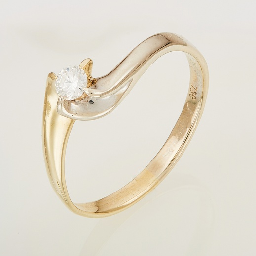 Кольцо из комбинированного золота 750 пробы c 1 бриллиантом Л31101299 фото 1