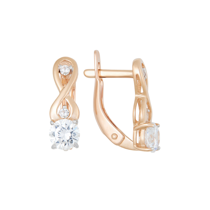 Серьги из золота 585 пробы c фианитами