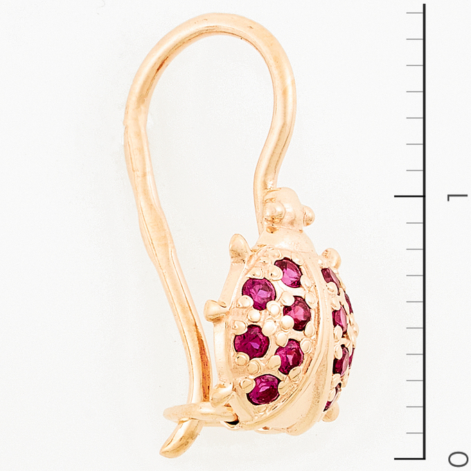 Серьги из красного золота 585 пробы c корундами