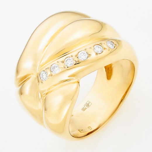 Кольцо из желтого золота 750 пробы c 6 бриллиантами Л39097599 фото 1