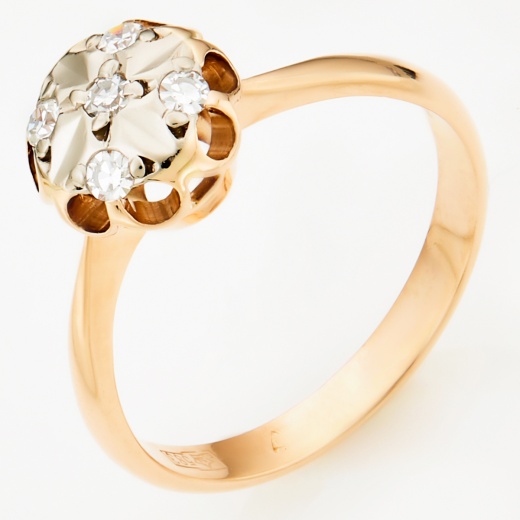 Кольцо из комбинированного золота 583 пробы c 5 бриллиантами Л06153401 фото 1